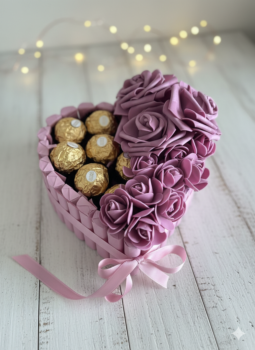 Herz-Torte mit Pralinen-Fach in Lila