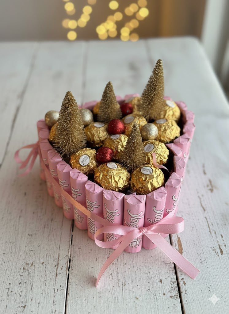 Weihnachts Herz-Torte mit Tannenbäumen